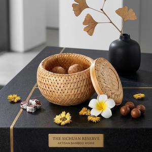 Handmade Bamboo Storage Basket with Lid Double Layer Woven Bamboo Tea <b>Box</b> Natural Rustic Home Organizer Decorative Storage OEM - Product Image 5