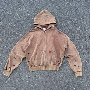 Nueva Sudadera con Capucha Personalizada para Hombre, Estilo Desgastado, Bordada, con Diseño de Agujeros, Oversize, Streetwear, Grunge, Pullover, Denim Desgarrado - Product Image 1
