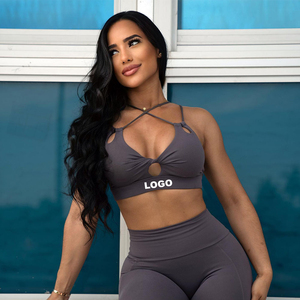 Sujetadores deportivos de yoga de secado rápido y ajuste ceñido para mujer europea y americana, ropa interior deportiva nude para correr al aire libre - Product Image 1