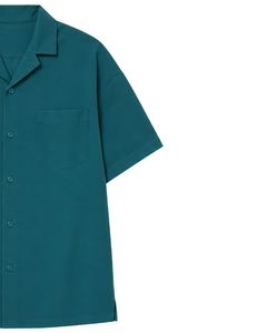 Teal Oversized Casual Men <b>Shirt</b> <b>Half</b> Sleeve <b>Button</b> Up Summer Beach Cuban Collar Loose Fit Streetwear Top <b>Shirt</b> Fashion Wear New - Product Image 3