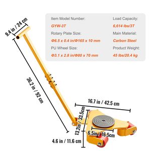 Carrello per Spostamento Macchinari Industriali, Capacità 6614 LBS/3T, in Acciaio al Carbonio, Rotazione a 360 Gradi per Movimentazione Macchinari - Product Image 4