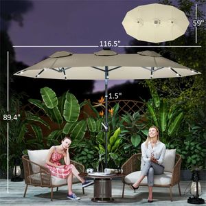 Ombrellone da Giardino Solare Bianco Crema per Esterni e Parasole - Product Image 6
