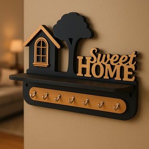 Reclaimed Wood White-Wash <b>Rustic</b> Key Rack Farmhouse Mirror Hooks Wholesale - Product Image 4