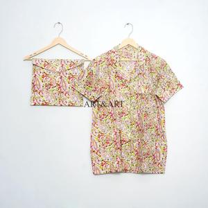 Conjunto de Pijama Corto de Algodón con Estampado Digital Indio para Primavera/Verano, Ropa de Dormir para Mujer, Diseño Floral con Logotipo Frontal, Pijama de Dama de Honor, Regalo para Ella - Product Image 6
