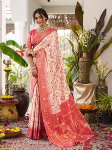 Sari Banarasi en soie douce et lourde, écologique, avec chemisier - Product Image 4