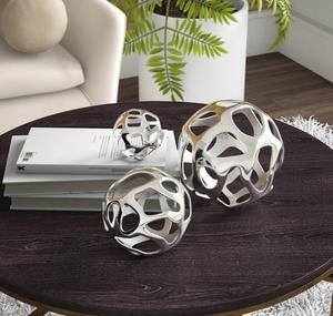 Jaffs Exports Modern Eco-Friendly Aluminum Geometric Sphere Sculptures Set 3 Handmade Tabletop Decor for Living Room Art Display - Product Image 4