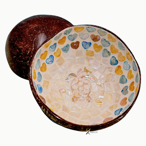 Handmade Coconut Bowl Set With Colorful Tropical Mother of Pearl Inlay Durable and <b>Food</b> Safe for Tableware, Home Decor and Gifts - Product Image 6