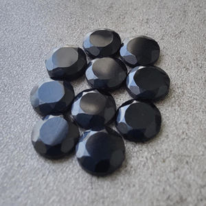 Pierre précieuse ronde en onyx noir naturel, taille tablette, dos plat, pour la fabrication de bijoux, toutes tailles, vente en gros - Product Image 2