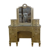 Tabouret de toilette antique avec miroir, ensembles de coiffeuse en bois peint en acajou, ensembles de commodes en bois pour meubles de style européen