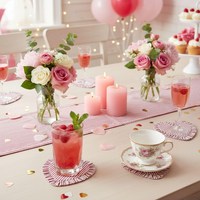 Sous-verres réutilisables en coton et lin à rayures rouges, imprimés à la main, motif cœur, style bohème, avec volants, cadeau de pendaison de crémaillère, faits à la main pour la table