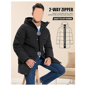 Abrigo Largo de Invierno para Hombre con Capucha, Chaqueta Impermeable Acolchada y Aislante, Parka Gruesa y Cálida Cortavientos para Clima Frío - Product Image 4