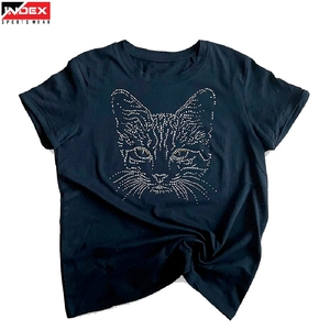 Custom Logo USA Rhinestone <b>T</b> Shirt Men Luxury Bling Shirt Front <b>Back</b> Design Premium Cotton Stylish Streetwear Wear - Product Image 1