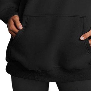 <b>Women</b> <b>Black</b> Oversized Hoodie Sweatshirt <b>Fleece</b> Pullover Kangaroo Pocket Custom Logo OEM Apparel Manufacturer - Product Image 6