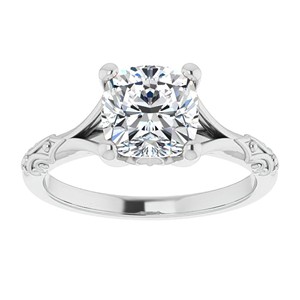 Anillo Solitario de Moissanita de 1.25 Quilates con Corte Cojín, Estilo Celebridad, Anillo Vintage de Oro Blanco de 14K, Anillo de Boda Único y Distintivo - Product Image 1
