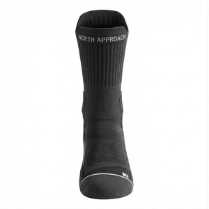 North Approach Crew Athletic <b>Socks</b> Breathable Hiking Outdoor Sports <b>Socks</b> for Adults Summer Season Solid <b>Black</b> Knitted - Product Image 1