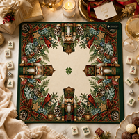 Nouveau Tapis de Mahjong Américain 2026, 33x33 Pouces, Néoprène 3mm, Imprimé Casse-Noisette de Noël, Tapis de Jeu Pliable Moderne Personnalisé