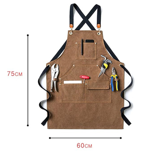 Tabliers de travail en coton marron pour hommes, multi-poches, sangle réglable, anti-poussière, pour ateliers de menuiserie, tablier de travail utilitaire, tablier de travail robuste - Product Image 4