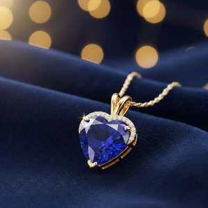 Collar de Moda con Forma de Corazón Azul Hidroplacado en Plata de Ley 925 con Circonitas, Chapado en Oro de 18K, Elegante Collar con Colgante, Regalo para Mujer - Product Image 1