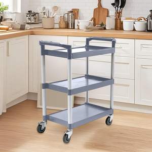 Chariot de cuisine portable à 3 niveaux gris, chariot utilitaire durable pour la maison, chariot de service alimentaire pour le rangement et l'organisation, îlots et chariots de cuisine - Product Image 1