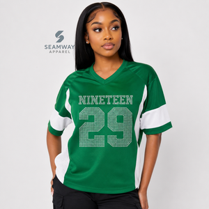Maillot de football pour femmes Iota Phi Lambda Sorority, col en V, manches courtes, panneaux en mesh, évacuation de l'humidité, maillot de performance pour équipe - Product Image 5