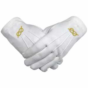Gants de poignet en coton blanc avec logo brodé doré, style uni, pour usage quotidien, services professionnels, printemps automne - Product Image 1
