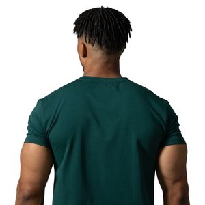 T-shirt de sport vert sarcelle pour homme en coton premium, col rond, entraînement, fitness, vêtements de sport décontractés, vêtements de style de vie - Product Image 5