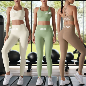 Conjunto de yoga de 2 piezas para mujer: Top corto con espalda cruzada y cuello redondo, leggings de cintura alta con estampado digital, elástico en cuatro direcciones y de longitud completa. - Product Image 6