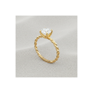 Bague de fiançailles solitaire à câble rond en or massif |   Diamant cultivé en laboratoire - Product Image 1