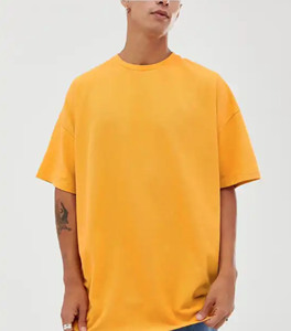 เสื้อยืดเปิดไหล่แบบลำลองของผู้ชายมาใหม่เสื้อ100% ผ้าฝ้ายฤดูร้อนทรงโอเวอร์ไซส์แขนสั้นปล่อยลวดลายสีทึบว่างเปล่า - Product Image 4