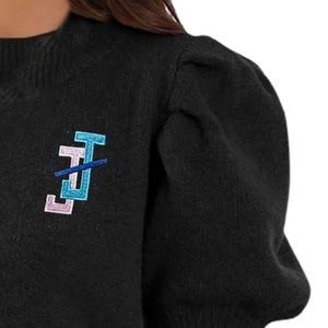 Título del Producto de Alibaba (145 Caracteres) Suéter Personalizado para Mujer con Logotipo Bordado, Manga Abullonada, Cuello Redondo, Tejido de Punto - Product Image 5