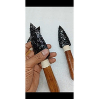Daga con Punta de Flecha de Cuarzo Hecha a Mano con Mango de Madera, Arte Feng Shui, Figura Decorativa Coleccionable, Regalo Empresarial