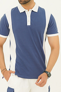Hot Selling Men's Blue White Solid Streetwear Polo T-Shirt <b>Set</b> Casual Summer Cotton OEM Breathable Short Sleeve Pocket Digital - Product Image 3