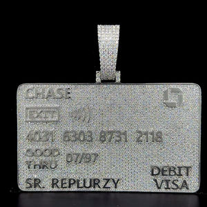 จี้สร้อยคอเพชรโมอิสอัญมณีฮิปฮอปเฉพาะบุคคลจี้บัตรเครดิต925จี้เงินแบบสั่งทำ - Product Image 3