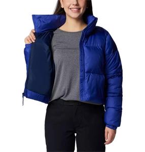 Blouson matelassé unisexe OEM Bleu Clematis Fermeture éclair intégrale Respirant Toile à bulles à capuche Motif uni Devant Hiver 2026 - Product Image 3