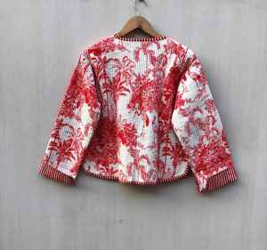 Chaquetas de Dos Bolsillos con Cierre de Botones, Chaqueta Acolchada con Estampado de Jungla para Mujer, Estilo Boho, Hecha a Mano, Regalos para las Fiestas - Product Image 5