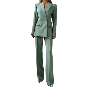Latest Model Plain Formal Business for Womens Comfortable Wedding Wear Two Pieces Polyester Blazers Dress Pant Coat Tuxedo <b>Suits</b> - Product Image 1