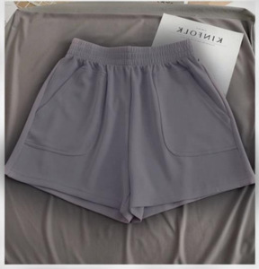 <b>Men</b> High Waist Solid Color Cotton Spandex <b>Shorts</b> With Pockets Casual Breathable <b>Elastic</b> <b>Waistband</b> Knitted Sporty Style - Product Image 5