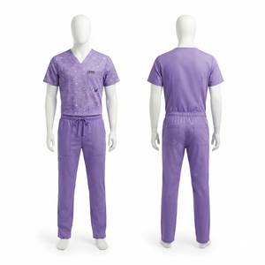 Ensemble de blouses médicales unisexe imprimées en tissu Dobby 180 GSM de qualité supérieure, en polycoton, avec détection d'aiguilles, imprimé médical rose, uniforme personnalisé brodé - Product Image 1