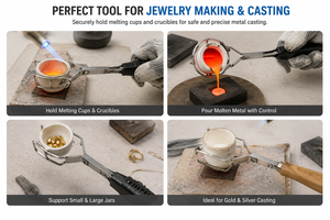 Pince de maintien pour creuset à bijoux, support de coupe-fond et outil de maintien de pot de fusion pour l'or et l'argent, en acier inoxydable ZetomedPro - Product Image 2