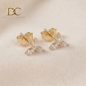 Boucles d'oreilles en or massif 14 carats avec diamant de laboratoire taille marquise brillant, bijoux de luxe pour femmes, design personnalisé - Product Image 4