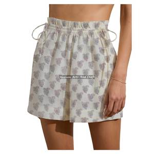 Shorts d'été pour femmes, imprimés à la main, avec cordon de serrage, pour la plage et la maison - Product Image 4