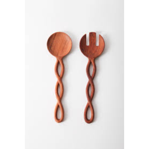 Juego de 2 utensilios para servir ensalada de madera de mango hechos a mano y ecológicos, cuchara y tenedor de madera para vajilla de cocina al precio más bajo. - Product Image 6