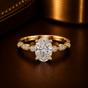แหวนเพชรทรงรีเพาะเลี้ยงในห้องปฏิบัติการ DEF VVS แบบเดี่ยว รับรองโดย IGI ทองคำแท้ 14K 18K แหวนแต่งงานสำหรับเจ้าสาว เครื่องประดับชั้นดี ขายส่งแบบ OEM - Product Image 1