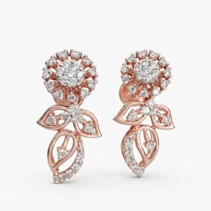 Women's Round Brilliant Cut Lab Grown Diamond <b>Stud</b> <b>Earrings</b> | 9K Rose Gold | IGI Certified | Wedding & Party Gift - Product Image 1