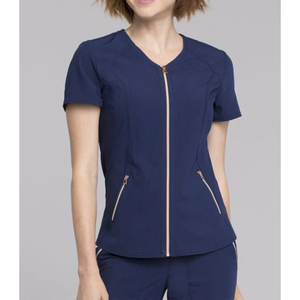 Conjuntos de Uniformes Médicos para Mujer, Estilo con Cierre, 2 Bolsillos, Color Gris, Material de Punto con Spandex, Logotipo Personalizado, Servicio OEM, Secado Rápido - Product Image 3