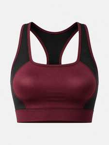 Two-Tone High Impact <b>Racerback</b> Sports <b>Bra</b> for Women - Breathable Gym Workout Yoga Fitness <b>Bra</b> with Custom Logo Option - Product Image 1