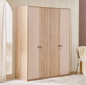 Armoire rustique en bois massif à 2 portes avec panneaux en verre treillis et tiroirs inférieurs, disponible à prix de gros. - Product Image 5