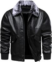 Erkek Siyah PU Deri Slim Bomber Ceket, Yaka Fermuarlı, Moto Biker Tarzı, Sonbaharlık, %100 Polyester Elyaf Dolgulu