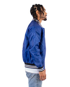 Veste de baseball premium avec logo sportif brodé, patchs en chenille, manches contrastées, fermeture à boutons pression - Product Image 1