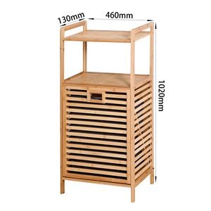 Cesta de almacenamiento de lavandería para baño con estante de bambú de 2 niveles 17,32X13X37,8 pulgadas - Product Image 2
